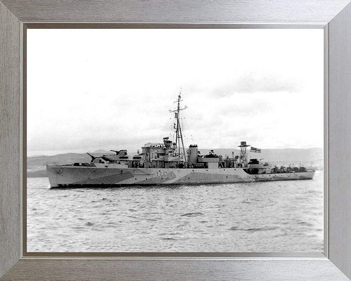HMS Woodcock (U90) Photo Print - Port Side View - Royal Navy Black Swan Class Sloop Hampshire Prints 10 x 8 Silver Frame No