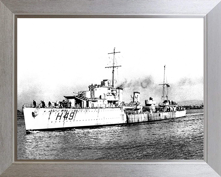 HMS Inconstant (H49) Photo Print - Port Side View - Royal Navy I Class Destroyer Hampshire Prints 10 x 8 Silver Frame No