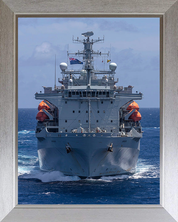 RFA Argus (A135) Photo Print - Low Bow View - Royal Fleet Auxiliary Casualty Class Ship Hampshire Prints 10 x 8 Silver Frame No