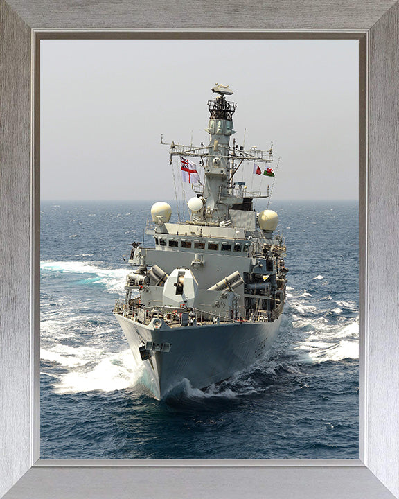 HMS Monmouth (F235) Photo Print - Bow View - Royal Navy Type 23 Frigate Hampshire Prints 10 x 8 Silver Frame No