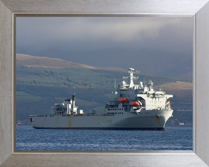 RFA Argus (A135) Photo Print - Low Starboard View - Royal Fleet Auxiliary Casualty Class Ship Hampshire Prints 10 x 8 Silver Frame No