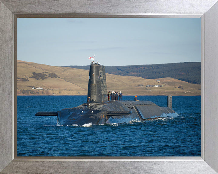 HMS Victorious (S29) Photo Print - Port Bow View - Royal Navy Vanguard Class Submarine Hampshire Prints 10 x 8 Silver Frame No