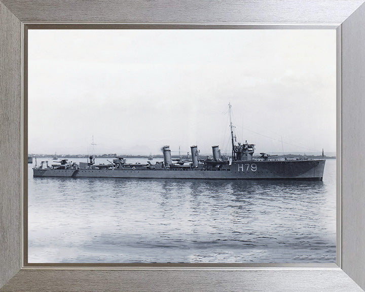 HMS Sceptre (H79) Photo Print - Starboard Beam View - Royal Navy R Class Destroyer Hampshire Prints 10 x 8 Silver Frame No