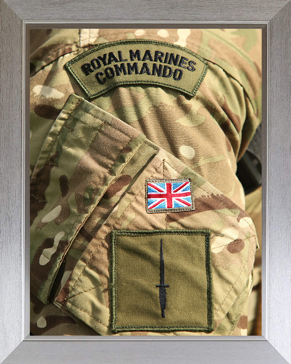 Royal Marines Commando Patch and Dagger Photo Print Hampshire Prints 10 x 8 Silver Frame No