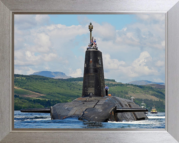 HMS Victorious (S29) Photo Print - Low Port Bow View - Royal Navy Vanguard Class Submarine Hampshire Prints 10 x 8 Silver Frame No