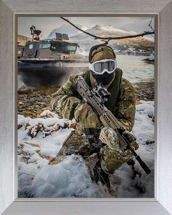 Royal Marines cold weather beach Landing Photo Print Hampshire Prints 10 x 8 Silver Frame No