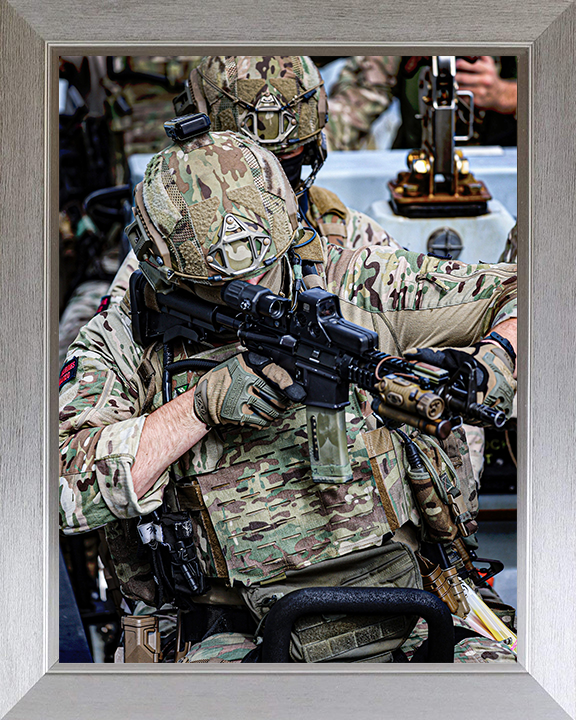 Royal Marines Boarding Team member Photo Print - 42 Commando Hampshire Prints 10 x 8 Silver Frame No
