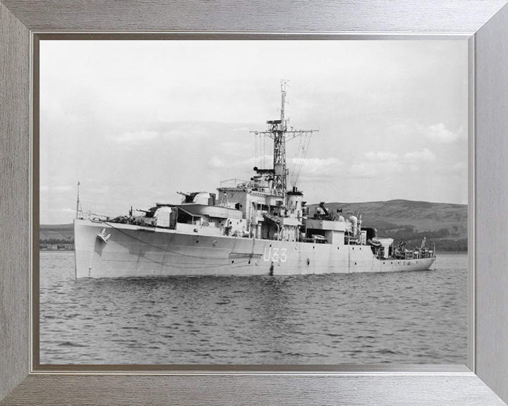HMS Opossum (U33) Photo Print - Port Side - Royal Navy Black Swan Class Sloop Hampshire Prints 10 x 8 Silver Frame No
