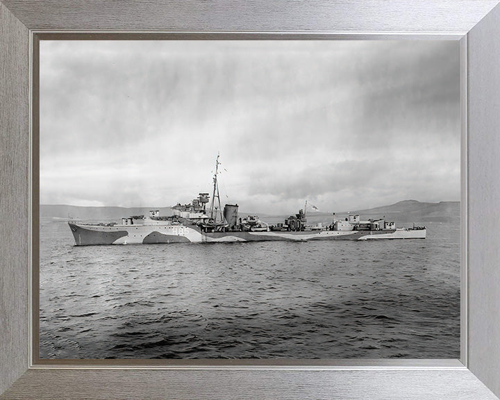 HMS Relentless (H85) Photo Print - Port Side - Royal Navy R Class Destroyer Hampshire Prints 10 x 8 Silver Frame No