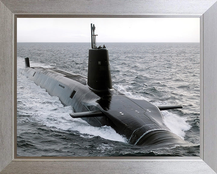 HMS Vanguard (S28) Photo Print - High Starboard Bow View - Royal Navy Vanguard Class Submarine Hampshire Prints 10 x 8 Silver Frame No