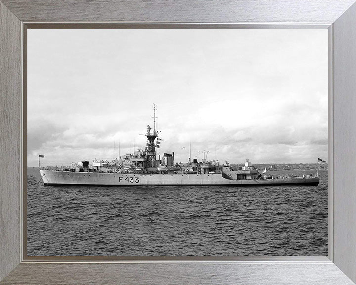 HMS Loch Insh (F433) (K433) Photo Print - At Anchor - Royal Navy Loch Class Frigate Hampshire Prints 10 x 8 Silver Frame No