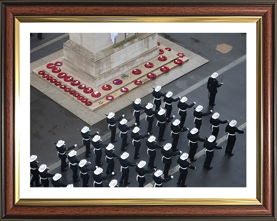 Royal Marines Commandos march past the Cenotaph London Photo Print Hampshire Prints 10 x 8 Classic Frame Yes