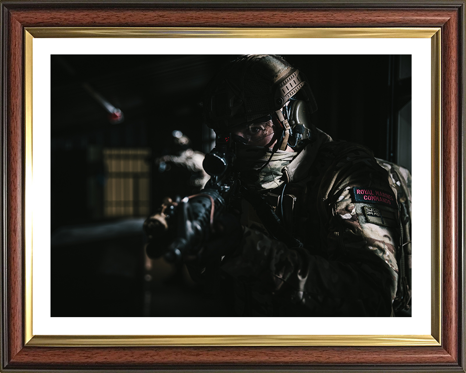 Royal Marines Commando in the shadows Photo Print Hampshire Prints 10 x 8 Classic Frame Yes