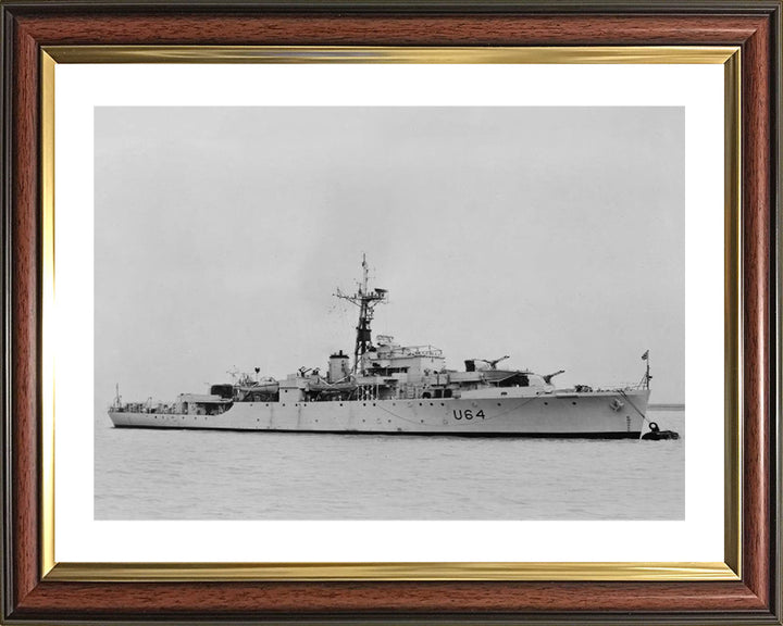 HMS Nereide (U64) Photo Print - At A Buoy - Royal Navy Black Swan Class Sloop Hampshire Prints 10 x 8 Classic Frame Yes