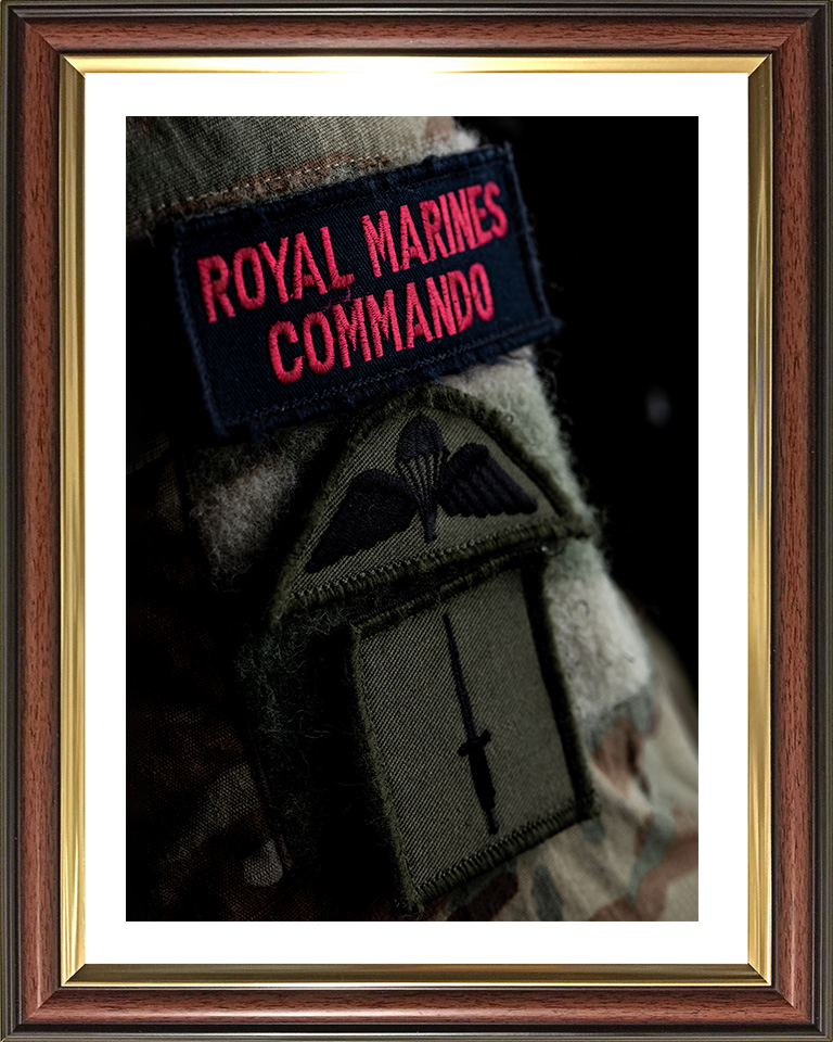 Royal Marines Commando Uniform Patches Closeup Photo Print Hampshire Prints 10 x 8 Classic Frame Yes