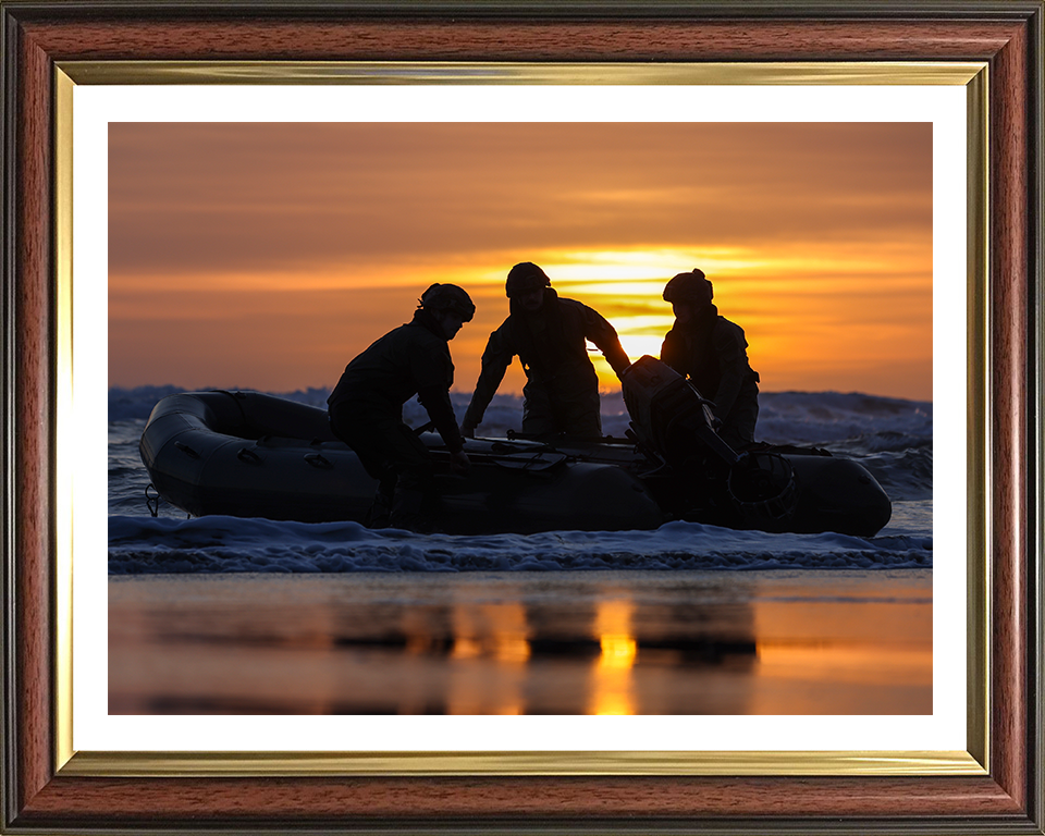 Royal Marines beach Landing at sunset Photo Print - 47 Commando Hampshire Prints 10 x 8 Classic Frame Yes