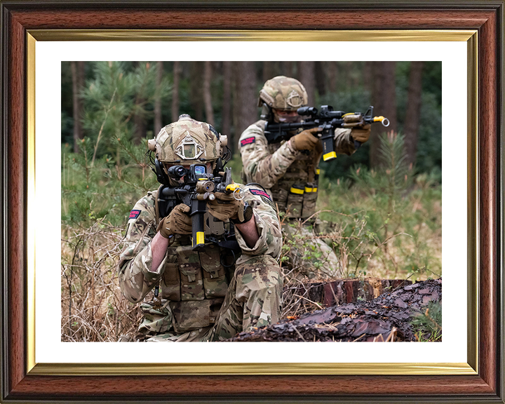 Two Royal Marines Commandos with weapons Photo Print - Bravo Company Hampshire Prints 10 x 8 Classic Frame Yes