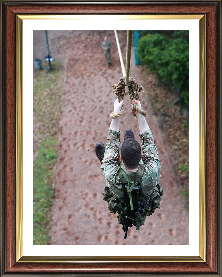 Royal Marine Recruit Commando test Tarzan Assault Course Photo Print - Lympstone Hampshire Prints 10 x 8 Classic Frame Yes