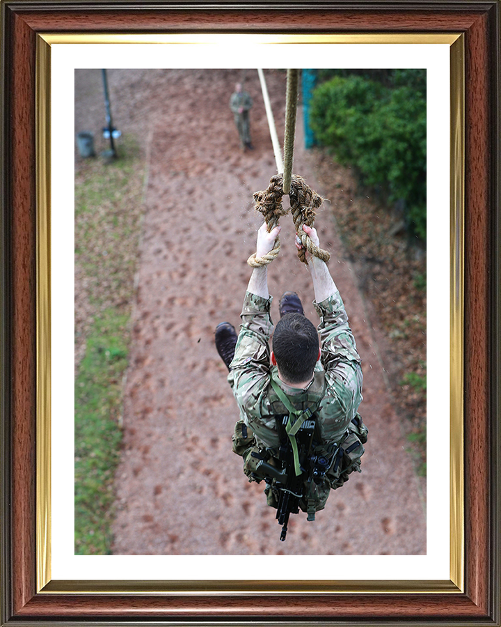 Royal Marine Recruit Commando test Tarzan Assault Course Photo Print - Lympstone Hampshire Prints 10 x 8 Classic Frame Yes