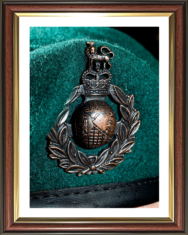 Royal Marine Commando Green Beret and badge closeup Photo Print Hampshire Prints 10 x 8 Classic Frame Yes