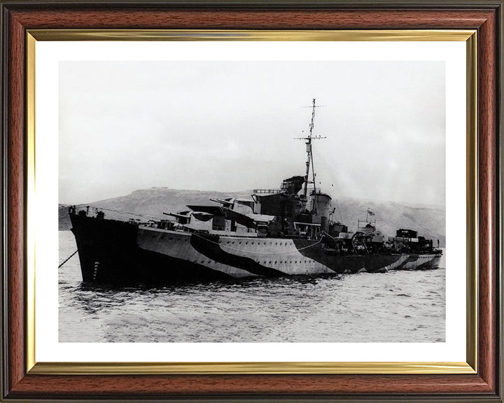 HMS Javelin (F61) Photo Print - At Anchor - Royal Navy J Class Destroyer Hampshire Prints 10 x 8 Classic Frame Yes