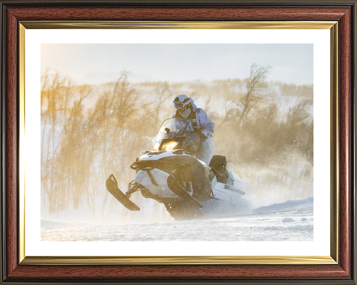 Royal Marine Commando on a Snowmobile Photo Print - SRS Hampshire Prints 10 x 8 Classic Frame Yes