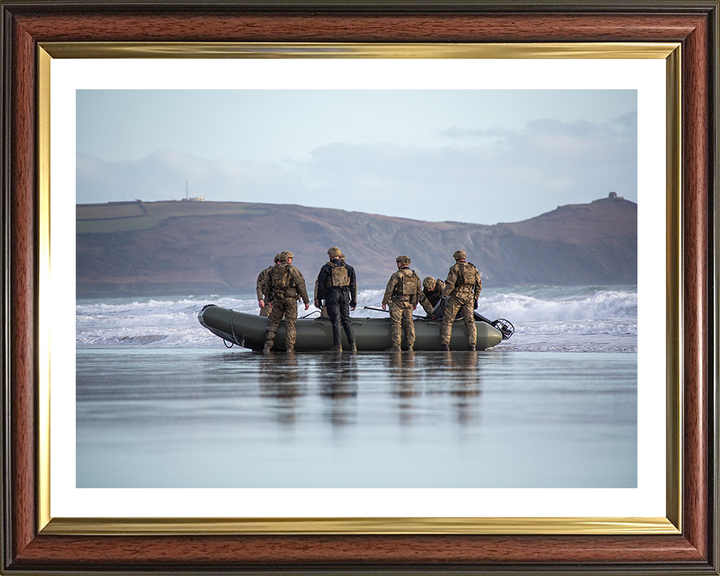 Royal Marines Commandos with Rigid Hull Inflatable Boat Photo Print - 47 Commando Hampshire Prints 10 x 8 Classic Frame Yes