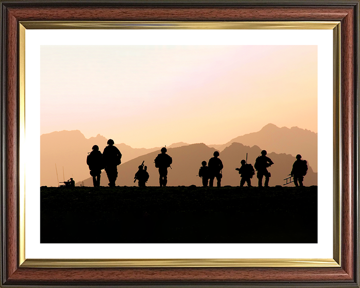 Royal Marine Commandos silhouettes Photo Print - 45 Commando Hampshire Prints 10 x 8 Classic Frame Yes