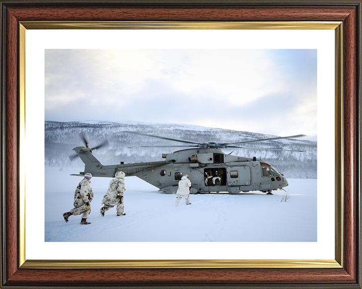 Royal Marine Commandos Board a Merlin Helicopter Photo Print - 45 Commando Hampshire Prints 10 x 8 Classic Frame Yes