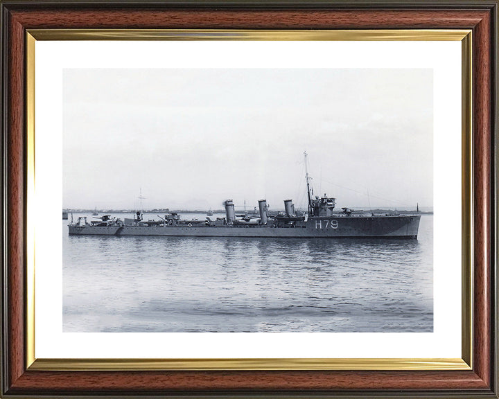 HMS Sceptre (H79) Photo Print - Starboard Beam View - Royal Navy R Class Destroyer Hampshire Prints 10 x 8 Classic Frame Yes