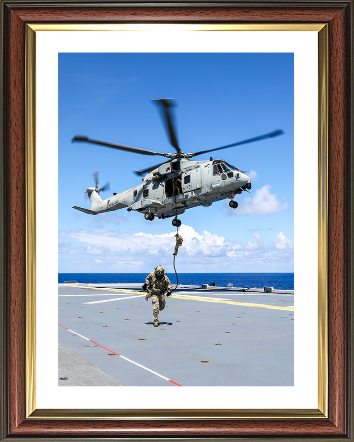 Royal Marine Commando Fast Roping 2025 Photo Print - 42 Commando Hampshire Prints 10 x 8 Classic Frame Yes