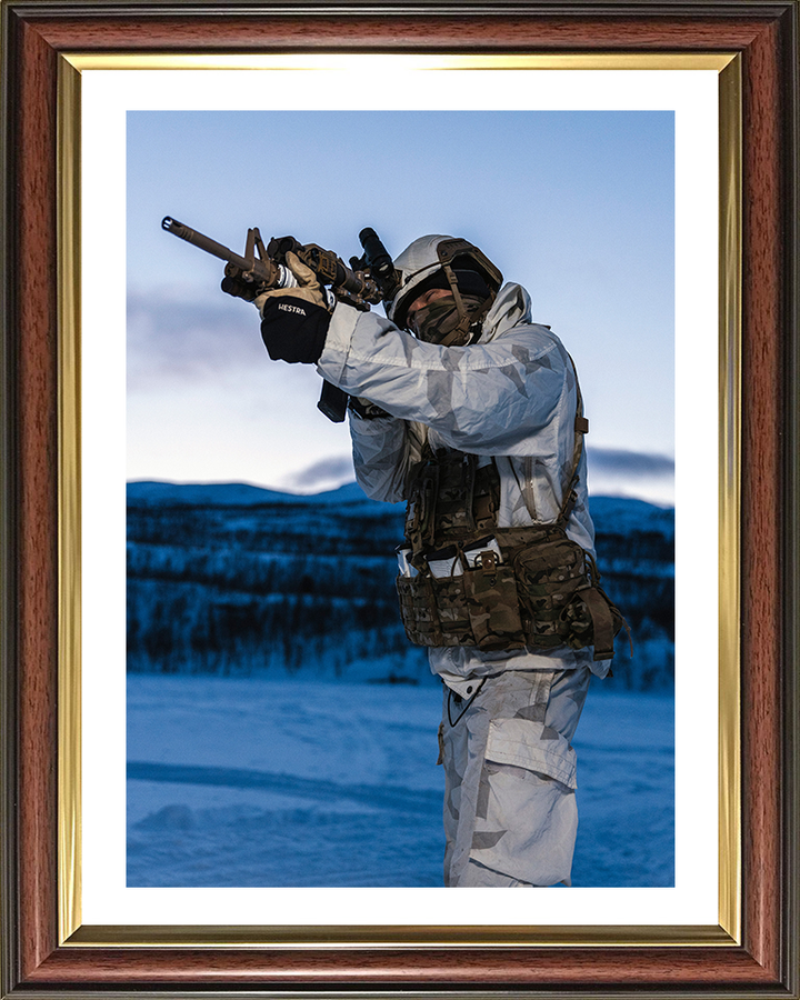 Royal Marine Commando in Snow Parka Photo Print - SRS Hampshire Prints 10 x 8 Classic Frame Yes