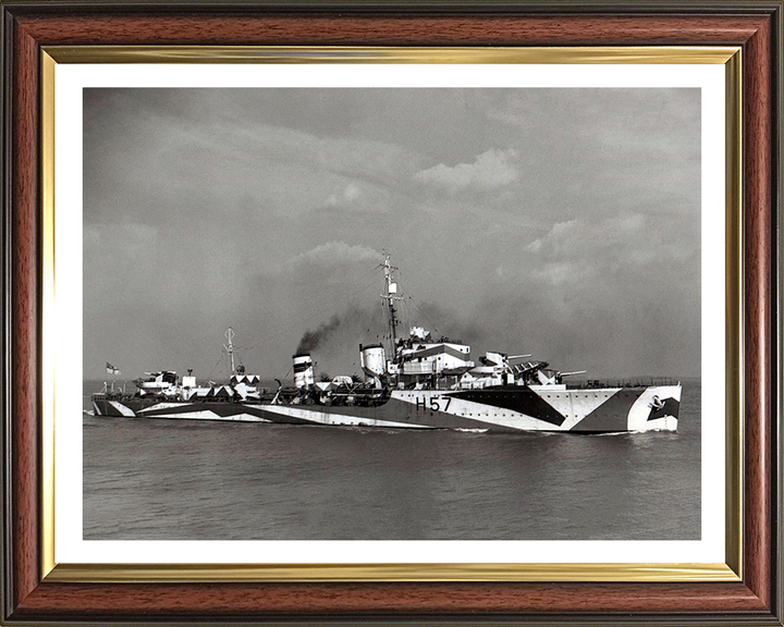 HMS Hesperus (H57) Photo Print - Starboard View - Royal Navy H Class Destroyer Hampshire Prints 10 x 8 Classic Frame Yes