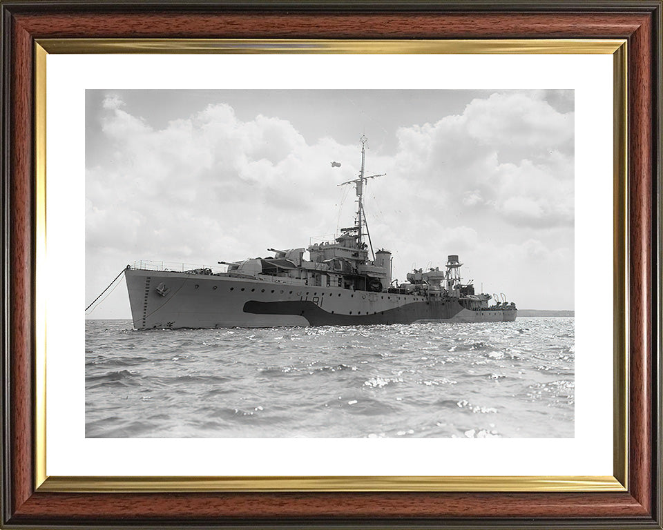 HMS Stork (L81) Photo Print - At Anchor - Royal Navy Bittern Class Sloop Hampshire Prints 10 x 8 Classic Frame Yes
