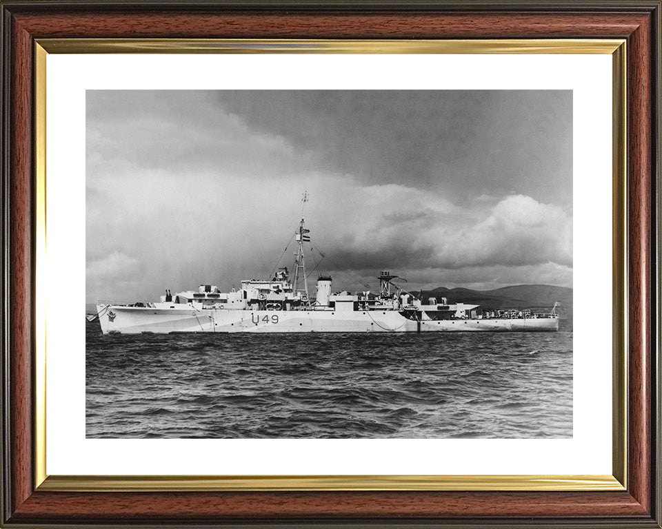 HMS Pheasant (F49) (U49) Photo Print - Port Beam View - Royal Navy Black Swan Class Sloop Hampshire Prints 10 x 8 Classic Frame Yes