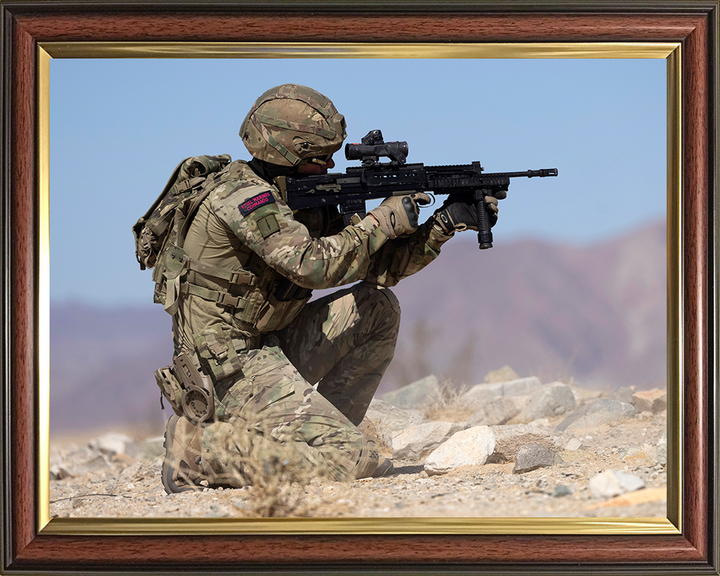 Royal Marine Commando Kneeling and firing Photo Print - 30 Commando Hampshire Prints 10 x 8 Classic Frame No