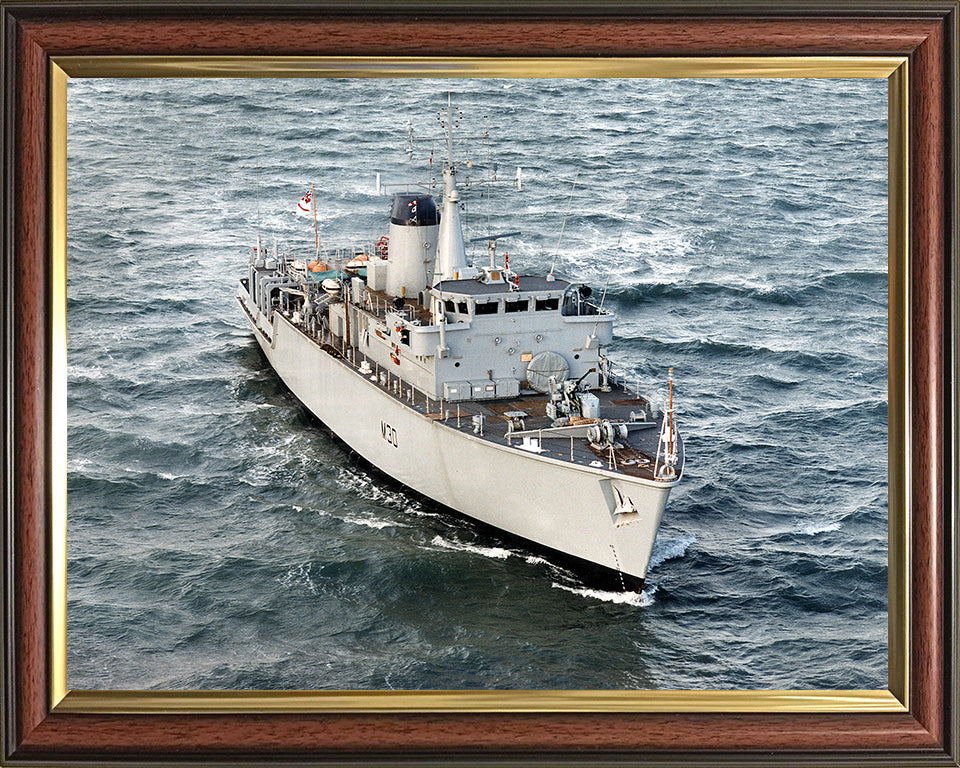 HMS Ledbury (M30) Photo Print - At Sea - Royal Navy Hunt Class Minesweeper Hampshire Prints 10 x 8 Classic Frame No