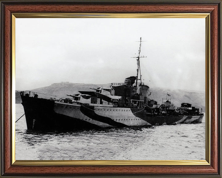 HMS Javelin (F61) Photo Print - At Anchor - Royal Navy J Class Destroyer Hampshire Prints 10 x 8 Classic Frame No
