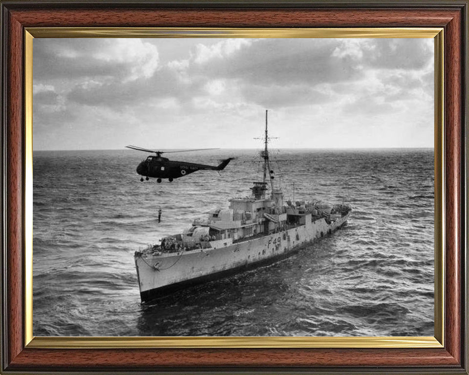 HMS Pheasant (F49) (U49) Photo Print - With Helicopter - Royal Navy Black Swan Class Sloop Hampshire Prints 10 x 8 Classic Frame No