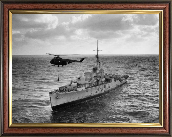 HMS Pheasant (F49) (U49) Photo Print - With Helicopter - Royal Navy Black Swan Class Sloop Hampshire Prints 10 x 8 Classic Frame No