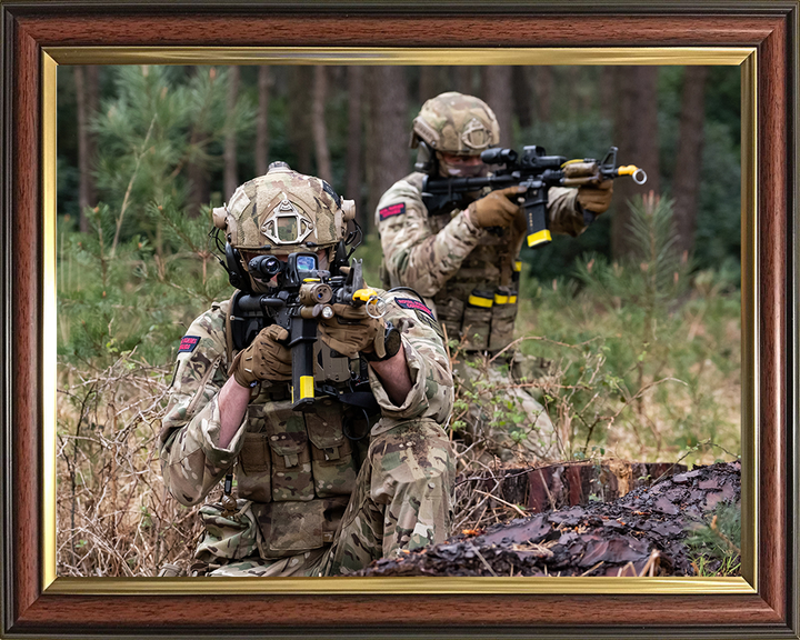 Two Royal Marines Commandos with weapons Photo Print - Bravo Company Hampshire Prints 10 x 8 Classic Frame No