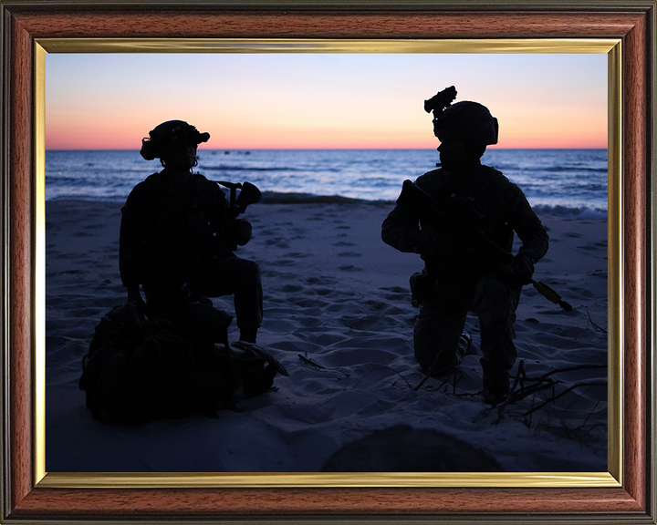 Royal Marine Commandos silhouettes at sunset Photo Print Hampshire Prints 10 x 8 Classic Frame No