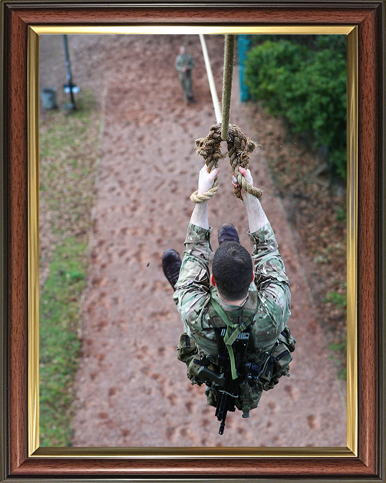 Royal Marine Recruit Commando test Tarzan Assault Course Photo Print - Lympstone Hampshire Prints 10 x 8 Classic Frame No