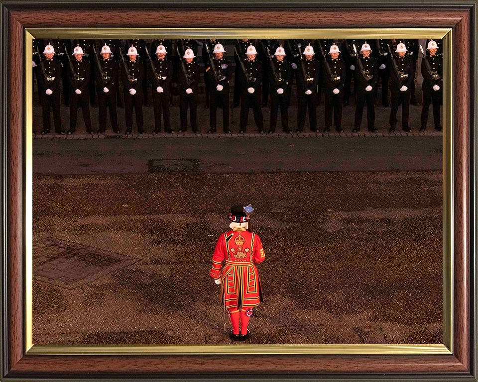 Royal Marines Commandos with a Yeoman Warder Photo Print Hampshire Prints 10 x 8 Classic Frame No