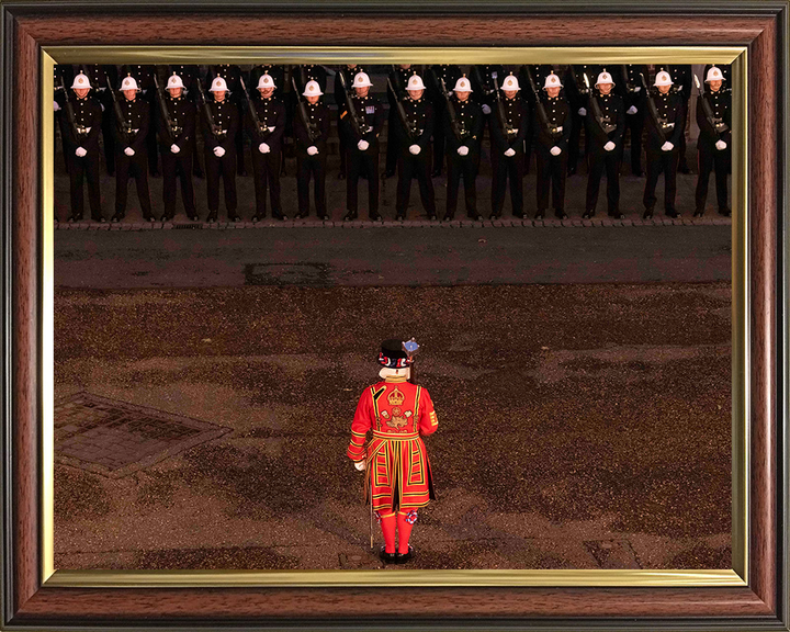 Royal Marines Commandos with a Yeoman Warder Photo Print Hampshire Prints 10 x 8 Classic Frame No