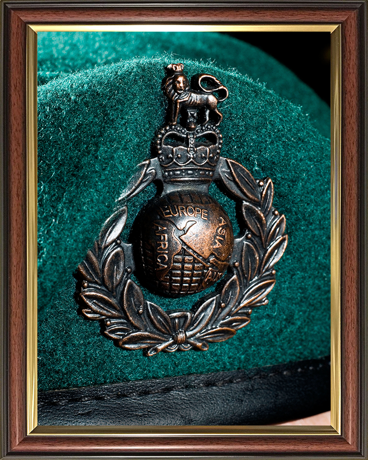 Royal Marine Commando Green Beret and badge closeup Photo Print Hampshire Prints 10 x 8 Classic Frame No