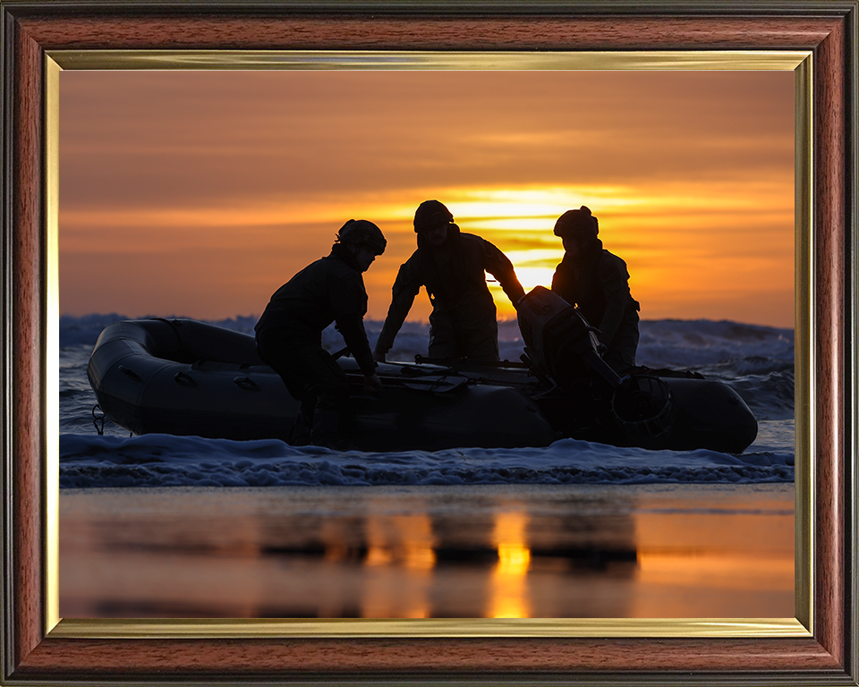 Royal Marines beach Landing at sunset Photo Print - 47 Commando Hampshire Prints 10 x 8 Classic Frame No
