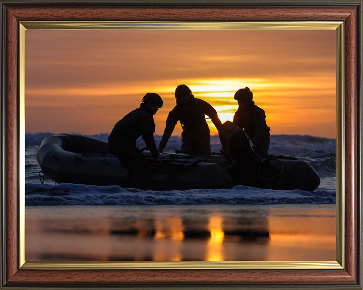 Royal Marines beach Landing at sunset Photo Print - 47 Commando Hampshire Prints 10 x 8 Classic Frame No
