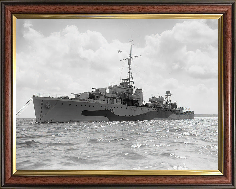 HMS Stork (L81) Photo Print - At Anchor - Royal Navy Bittern Class Sloop Hampshire Prints 10 x 8 Classic Frame No