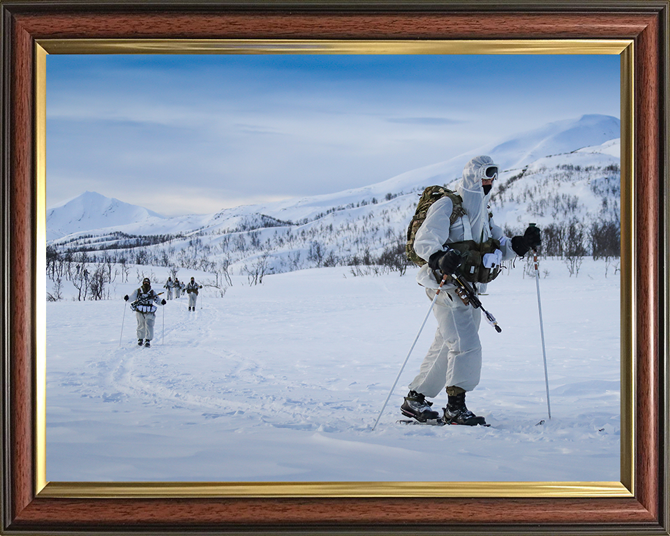 Royal Marines Commandos Skiing Photo Print - 45 Commando Hampshire Prints 10 x 8 Classic Frame No